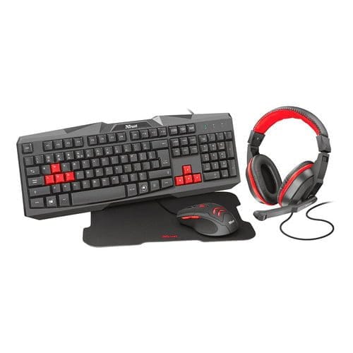 Combo Gamer Trust 4 en 1 Ziva Teclado Audifono Mouse Pad Mouse