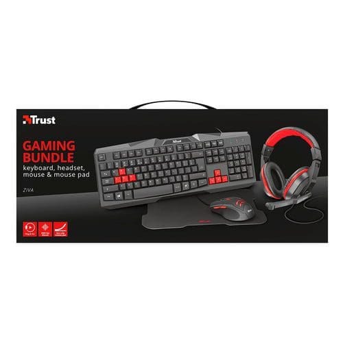 Combo Gamer Trust 4 en 1 Ziva Teclado Audifono Mouse Pad Mouse - Imagen 2