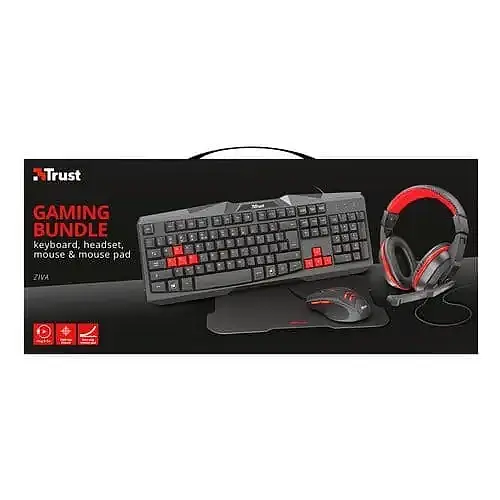 Combo Gamer Trust 4 en 1 Ziva Teclado Audifono Mouse Pad Mouse - Imagen 2