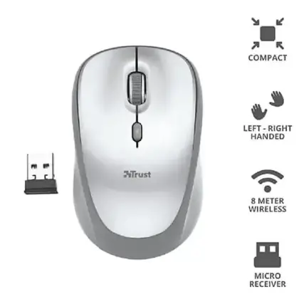 Mouse Trust Inalambrico USB Yvi Blanco