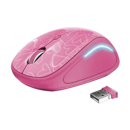 Mouse Trust Inalambrico USB Yvi Fxi Rosado Con Iluminacion Led