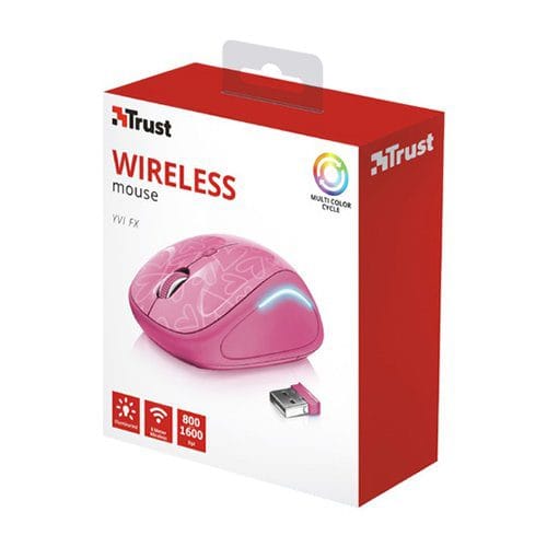Mouse Trust Inalambrico USB Yvi Fxi Rosado Con Iluminacion Led - Imagen 2